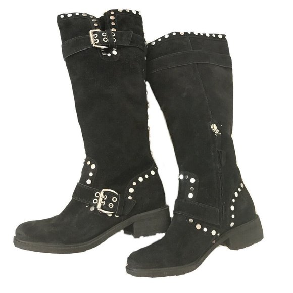leather studded biker boots
